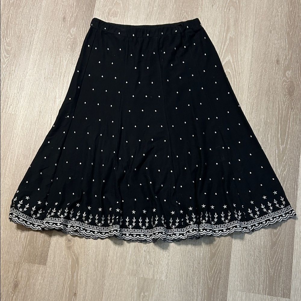R.Q.T Black Polka Dot Midi Skirt
